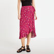 Jupe longue portefeuille rose framboise femme