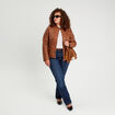 Veste droite zipp&eacute;e beige femme