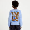 Pull ample col rond manches longues bleu ciel femme