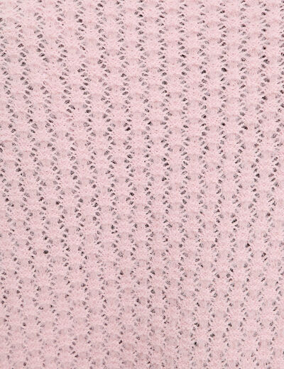 Pull col v manches longues rose pastel femme