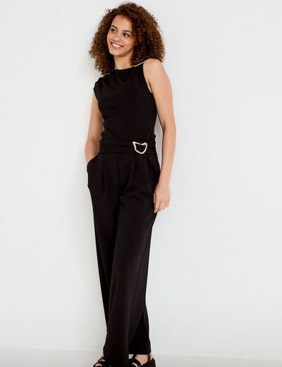 Pantalon bootcut avec ceinture noir femme