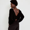 Pull col rond manches longues noir femme