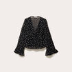 Blouse brod&eacute;e volant&eacute;e noir femme
