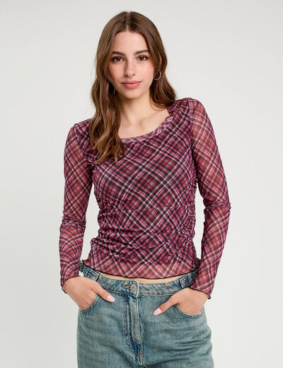 T-shirt manches longues rouge cerise femme