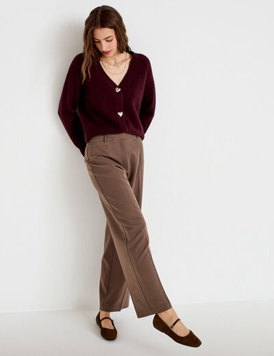 Pantalon large ventre plat taupe femme