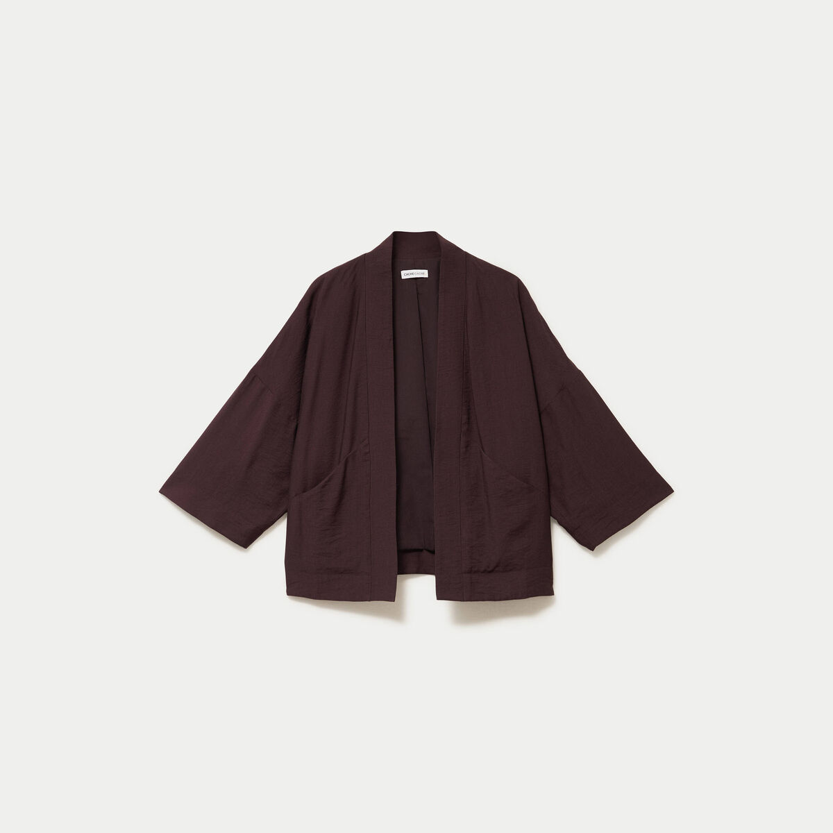 Veste pliss&eacute;e manches 3/4 marron fonc&eacute; femme