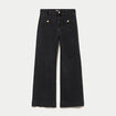 Jean wide leg cropped taille haute denim noir femme