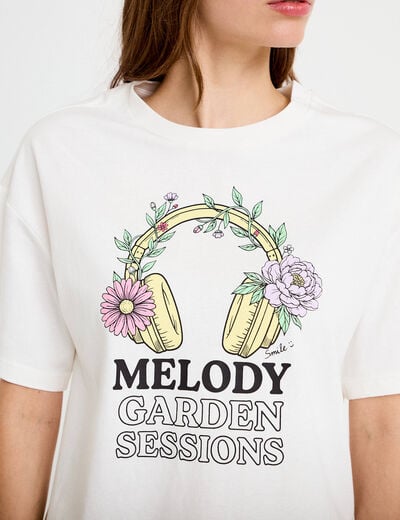 T-shirt oversize manches courtes blanc femme