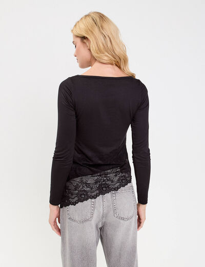 Top ajust&eacute; manches longues noir femme