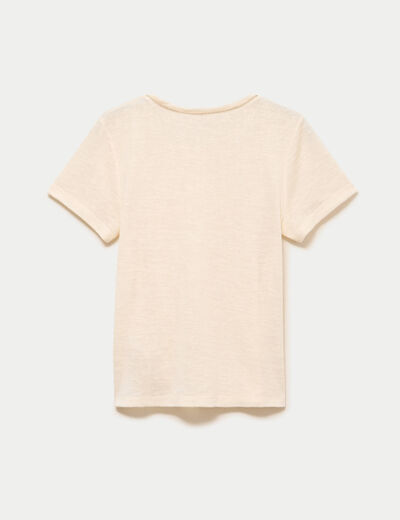 T-shirt col rond manches courtes couleur or femme