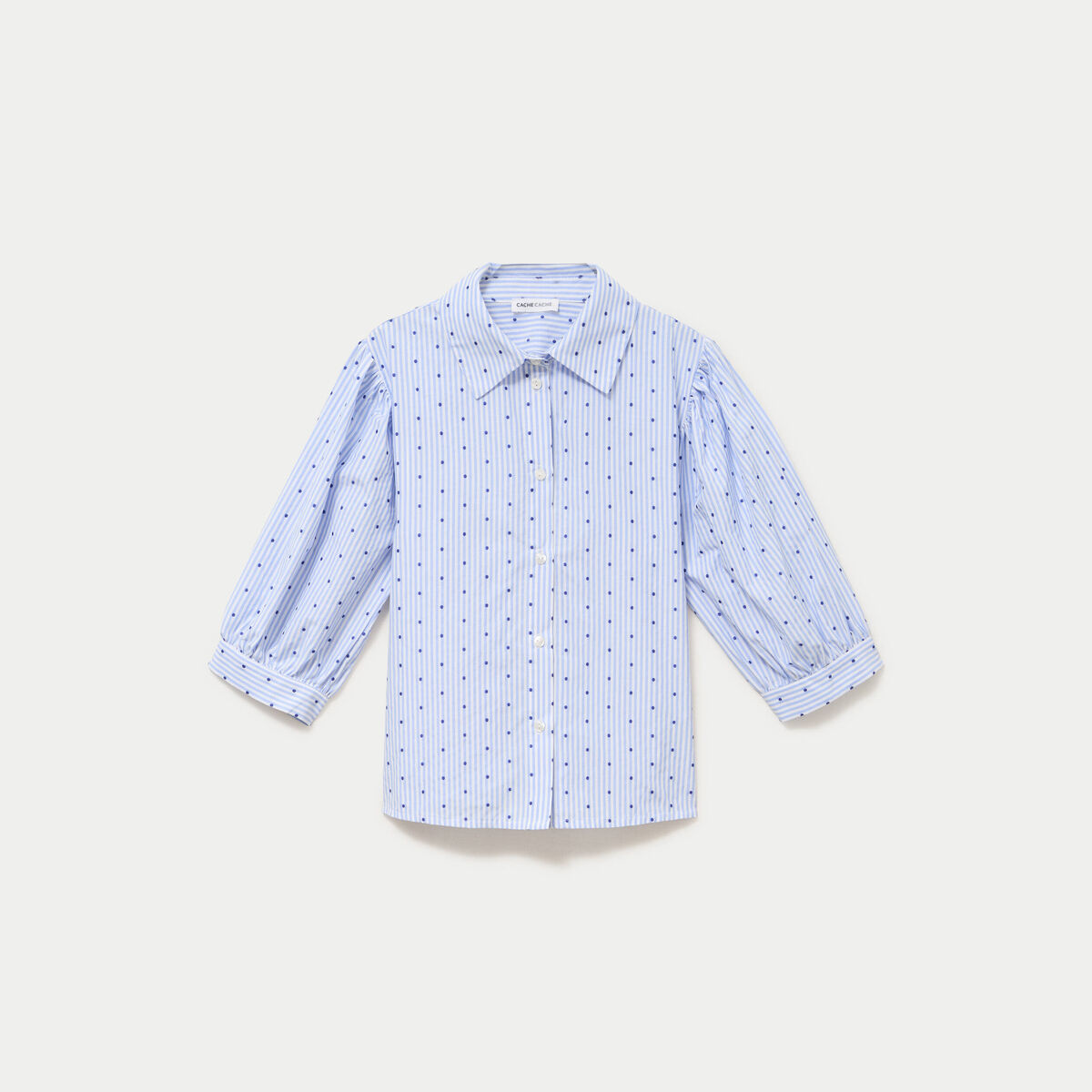 Chemise coupe ample manches 3/4 bleu femme