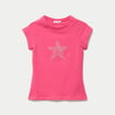T-shirt ajust&eacute; court col rond rose fushia femme