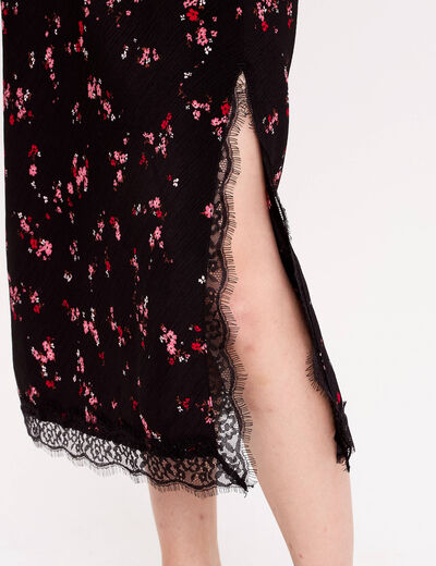 Jupe &eacute;vas&eacute;e 3/4 d&eacute;tail dentelle noir femme
