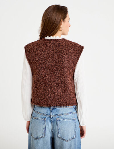 Gilet sans manches effet polaire marron clair femme