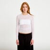T-shirt ajust&eacute; manches longues blanc femme