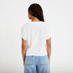 T-shirt col rond manches courtes noeuds ecru femme