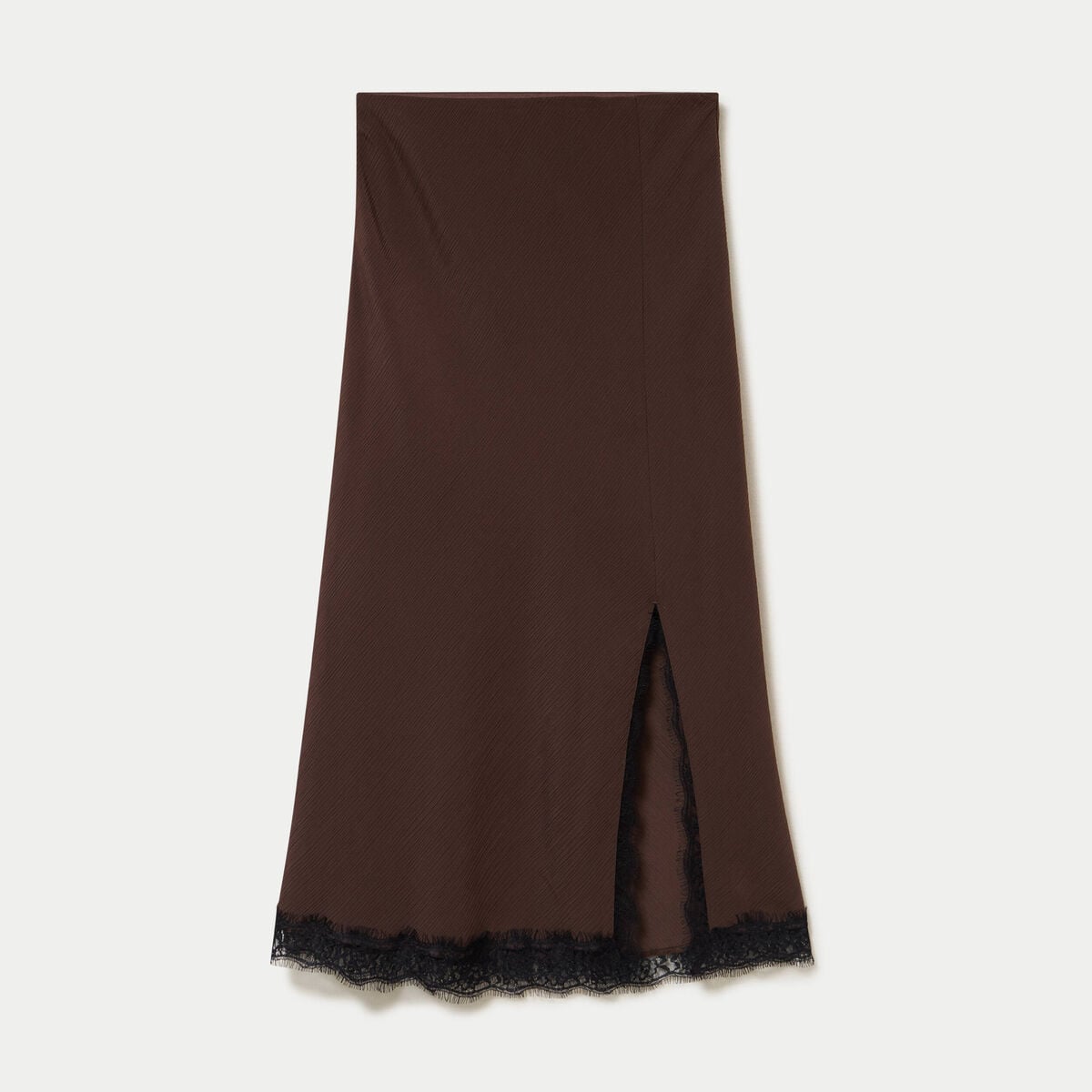 Jupe &eacute;vas&eacute;e 3/4 d&eacute;tail dentelle marron fonc&eacute; femme