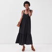 Robe longue &eacute;vas&eacute;e bretelles noir femme