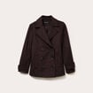Caban col tailleur manches longues marron fonc&eacute; femme