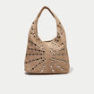Sac aspect daim d&eacute;tails clout&eacute;s beige femme