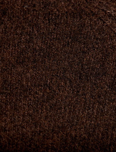 Pull ample col rond manches longues marron fonc&eacute; femme