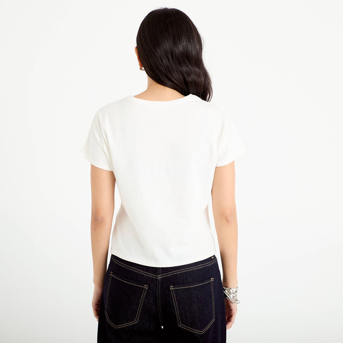 T-shirt ceintur&eacute; ecru femme