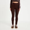 Leggings taille haute sans couture marron fonc&eacute; femme