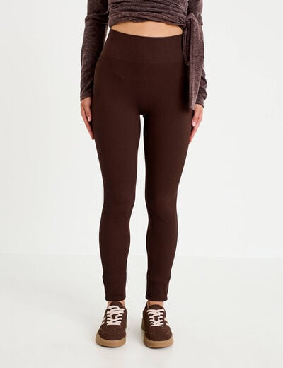 Leggings taille haute sans couture marron fonc&eacute; femme