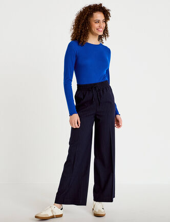 Pantalon bootcut taille standard bleu marine femme