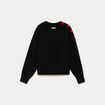 Pull ample col rond manches longues noir femme