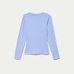 T-shirt cintr&eacute; col rond manches longues bleu clair femme