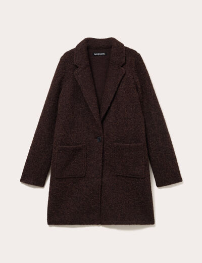 Manteau bouclette marron fonc&eacute; femme