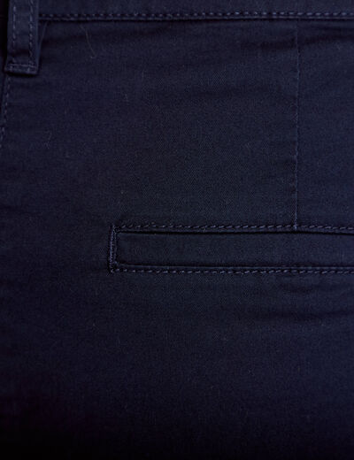 Pantalon chino 7/8&egrave;me bleu marine femme