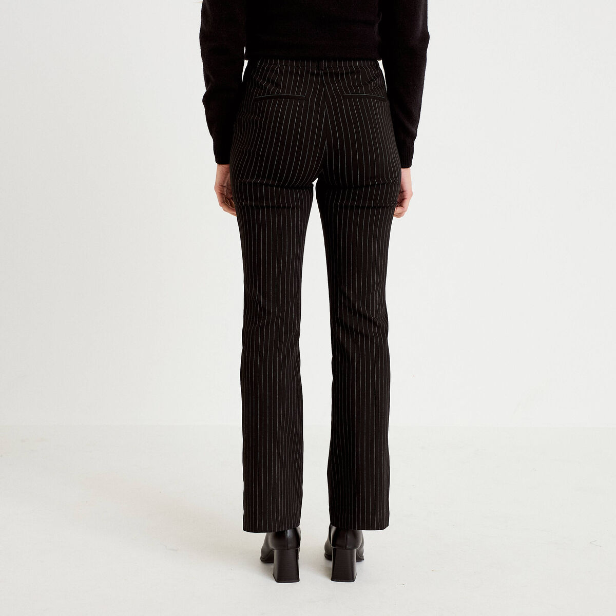 Pantalon bootcut taille haute noir femme
