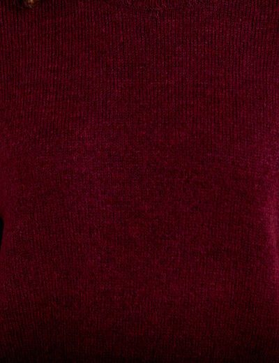 Pull col rond manches longues bordeaux femme