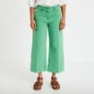 Jean wide leg cropped taille haute vert femme