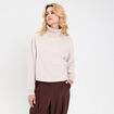 Sweat col roul&eacute; manches longues sable femme
