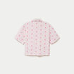 Chemise droite cropped col am&eacute;ricain rose femme