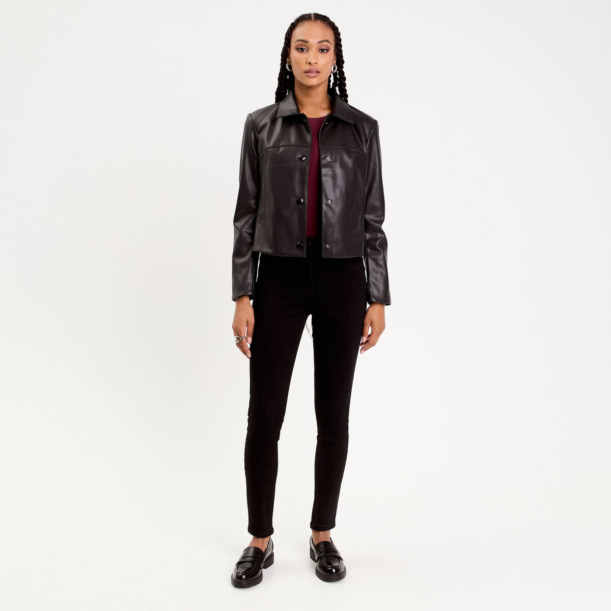 Jean skinny push-up taille standard denim noir femme