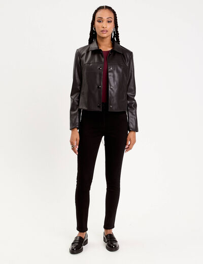 Jean skinny push-up taille standard denim noir femme