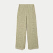 Pantalon large taille haute vert kaki femme