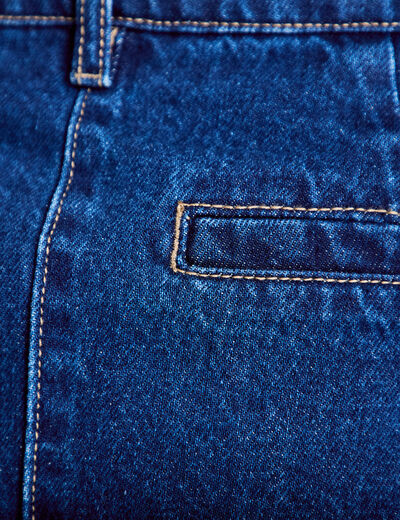 Jupe droite courte en jean denim double stone femme