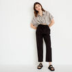 Pantalon large 7/8&egrave;me taille haute noir femme
