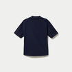 Sweat col chemise manches courtes bleu marine femme