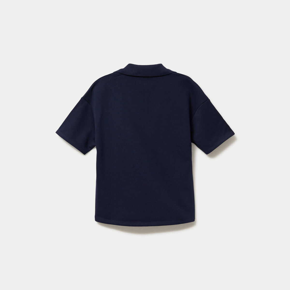 Sweat col chemise manches courtes bleu marine femme