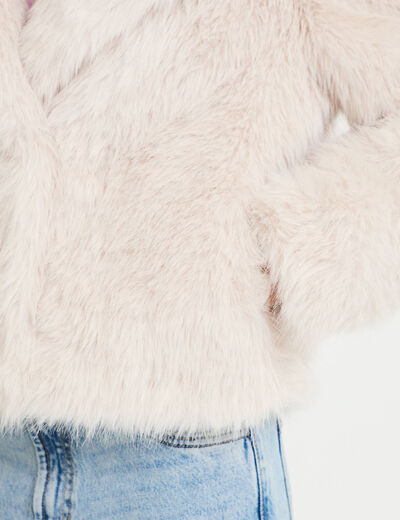 Manteau fausse fourrure ivoire femme