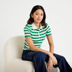 T-shirt c&ocirc;tel&eacute; col polo vert femme