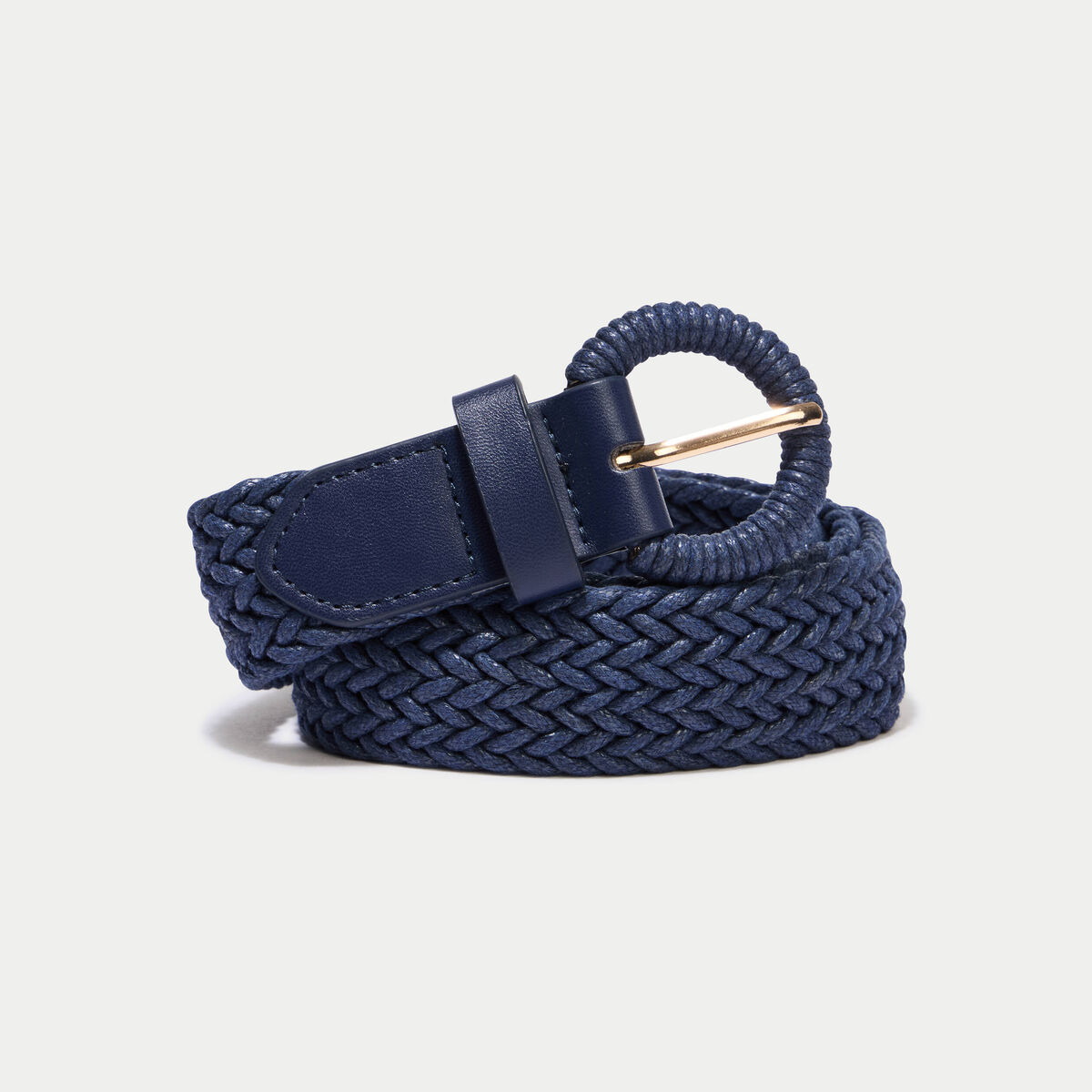 Ceinture tress&eacute;e bleu marine femme
