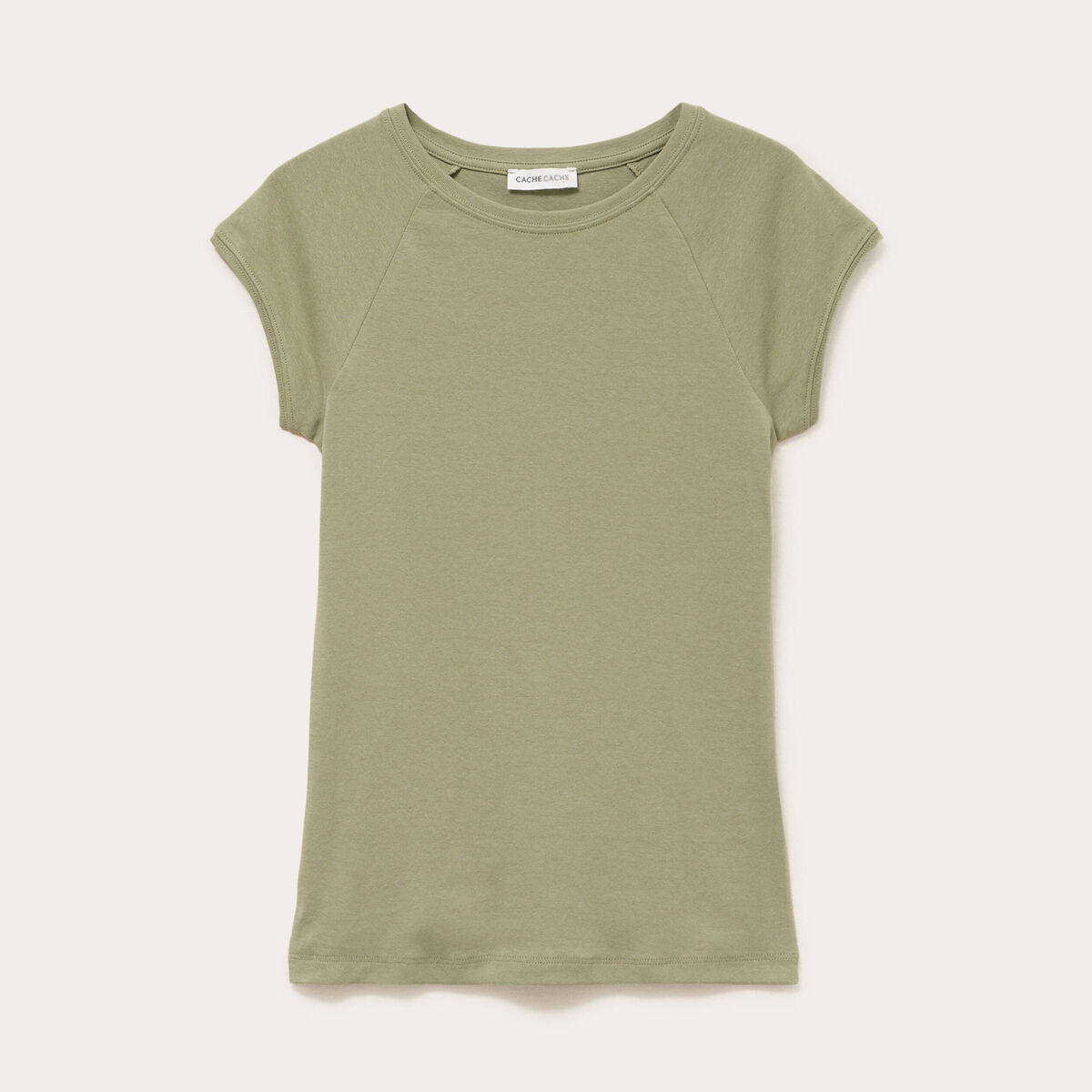 T-shirt manches courtes vert kaki femme
