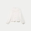 Blouse col rond manches longues ecru femme
